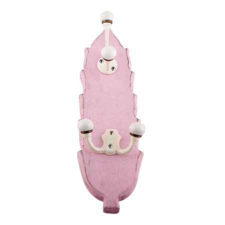 Pink And Cream Double Loop Ceramic Iron Wooden Hooks